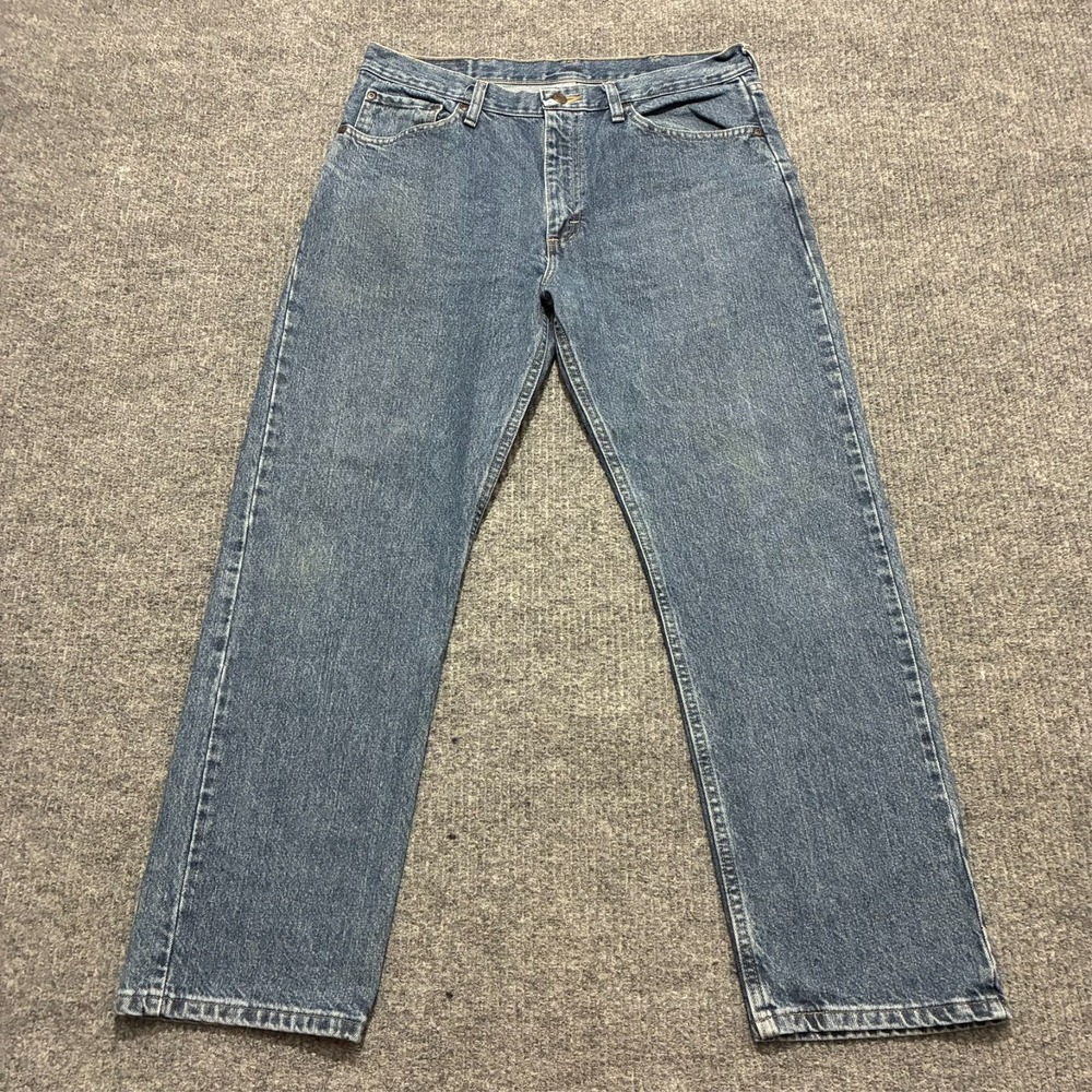 Wrangler Mens Straight Leg Jeans Size 34x29 Blue Denim Comfort Mid Rise